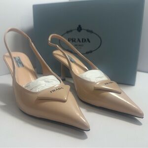 Prada Women's Beige Slingback Heels